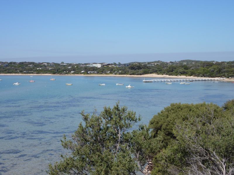 Sorrento - Eastern Sister and Collins Settlement Historic Site, Port Phillip: Southerly view from J.P. Fawkner Lookout over Camerons Bight