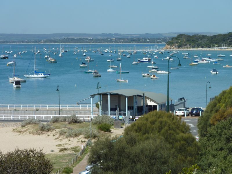 Sorrento - Sorrento Historic Park, Hotham Road: South-easterly view towards entrance of Sorrento Pier and Western Sister