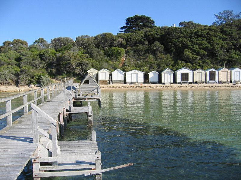 Sorrento - Point King, Port Phillip: View along jetty towards beach on west side of Point King
