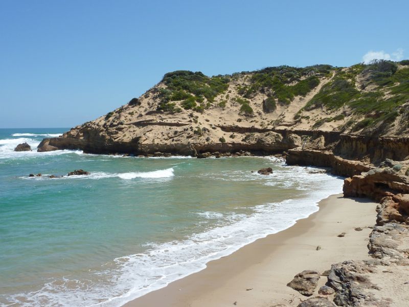 Sorrento - Diamond Bay, Bass Strait: View across bay from steps down to beach