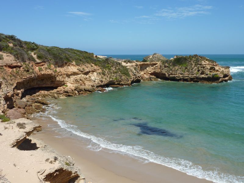 Sorrento - Diamond Bay, Bass Strait: View across bay from steps down to beach
