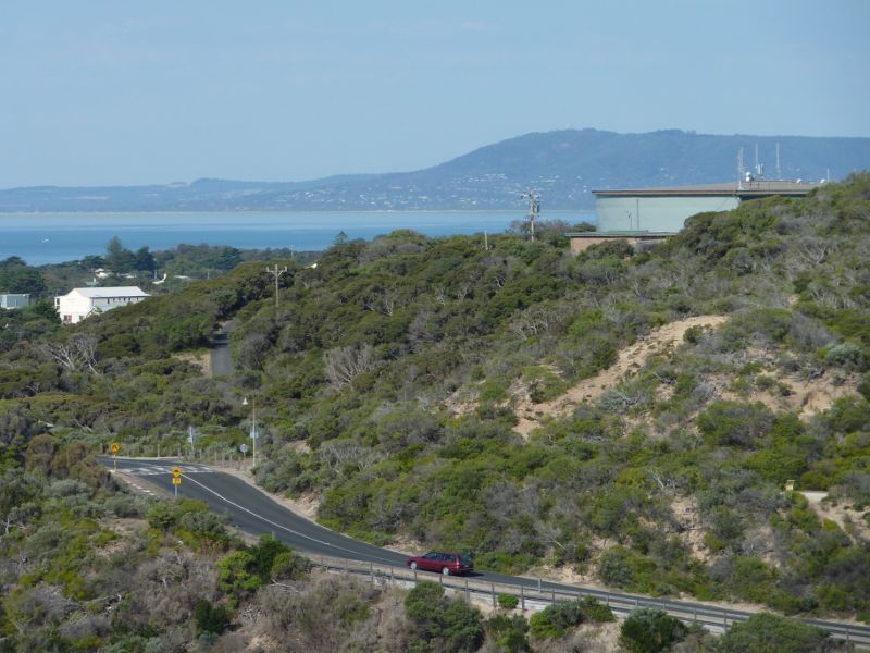 Sorrento - Sorrento Ocean Beach, Bass Strait: View along Ocean Beach Rd and towards Arthurs Seat from Coppins Lookout