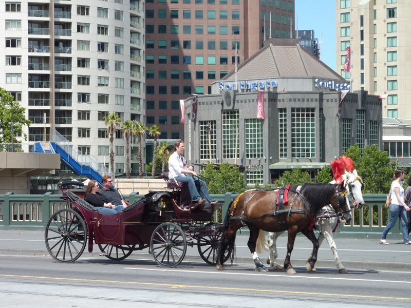 Southbank - Princes Bridge and Yarra River: Horse-drawn carriage on Princes Bridge