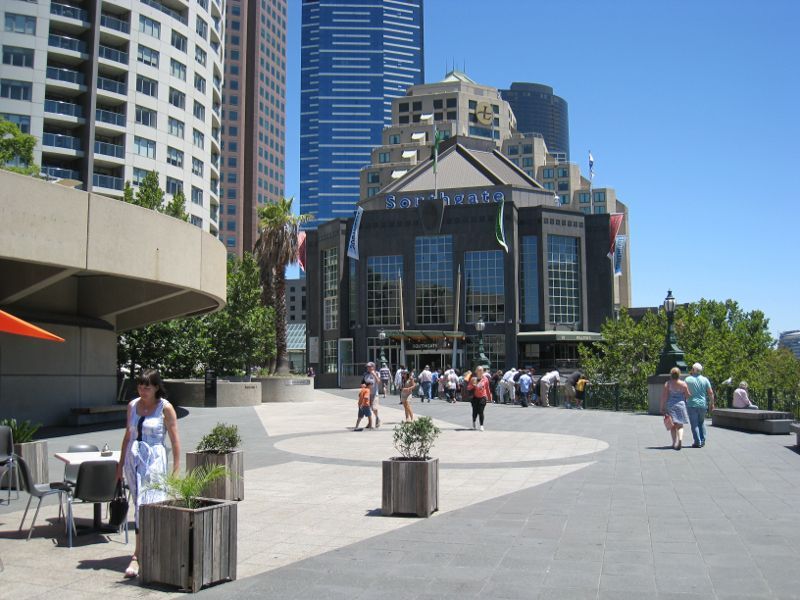 Southbank - Southgate Shopping Centre, Southbank Promenade: View along River Terrace towards Southgate eastern entrance