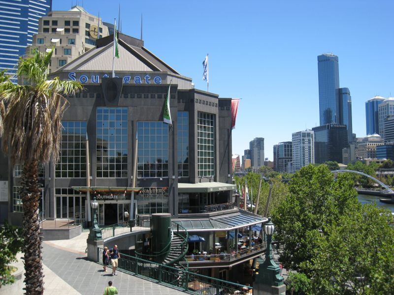 Southbank - Southgate Shopping Centre, Southbank Promenade: Southgate eastern entrance and spiral stairs