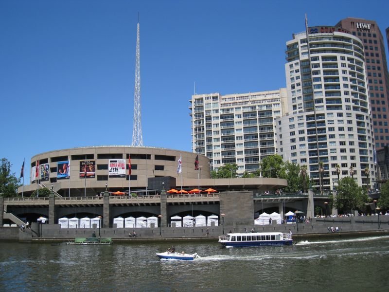 Southbank - Southbank Promenade and Yarra River: View south across Yarra River towards Arts Centre
