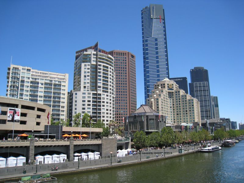 Southbank - Southbank Promenade and Yarra River: Southbank Promenade at Arts Centre and Southgate