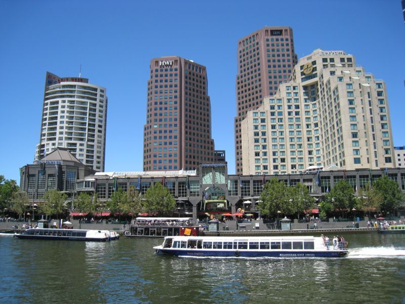 Southbank - Southbank Promenade and Yarra River: Southerly view across Yarra River towards Southgate