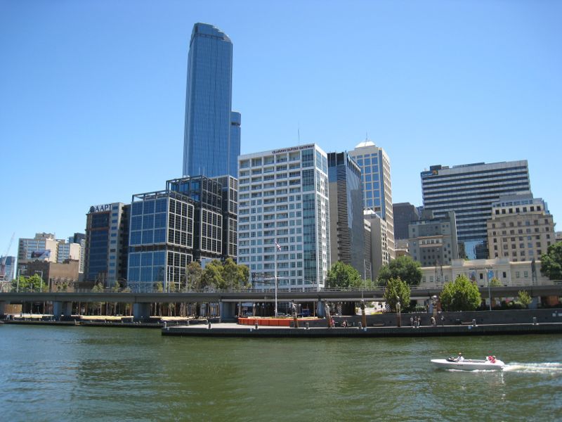 Southbank - Yarra Promenade and Yarra River - Northerly view across Yarra River towards Enterprize Wharf
