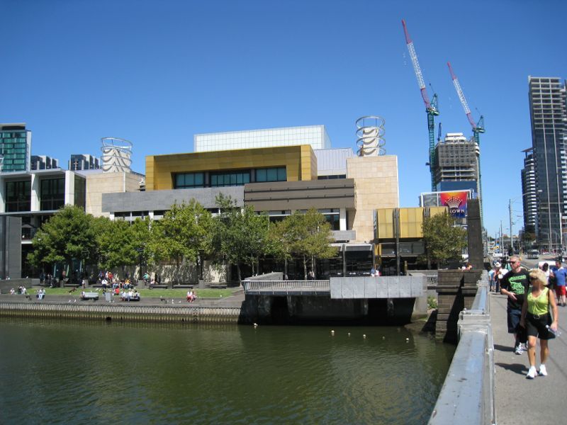Southbank - Yarra Promenade and Yarra River: View towards Crown Entertainment Complex from Spencer Street Bridge