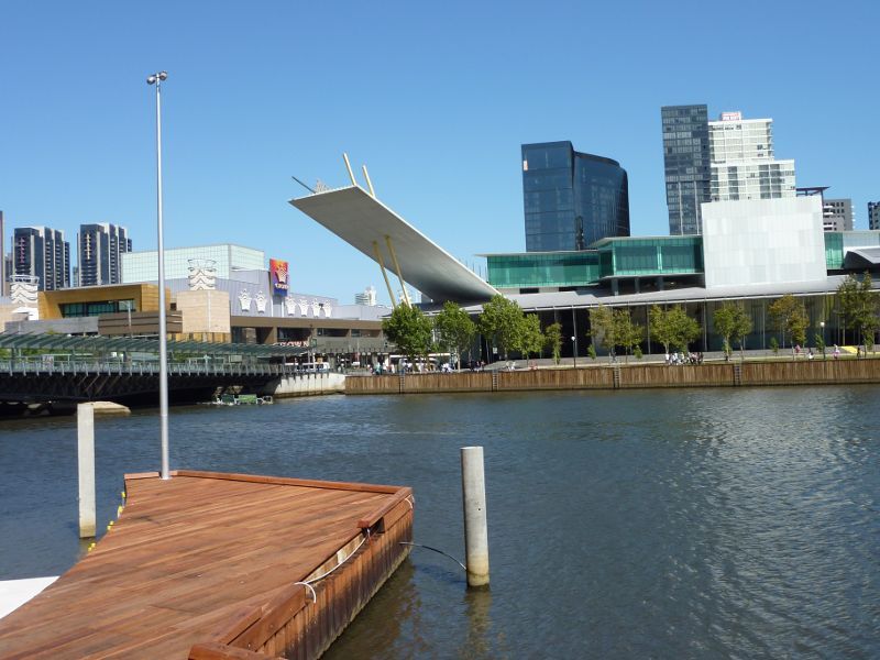 Southbank - South Wharf: View across Yarra River towards Melbourne Exhibition Centre