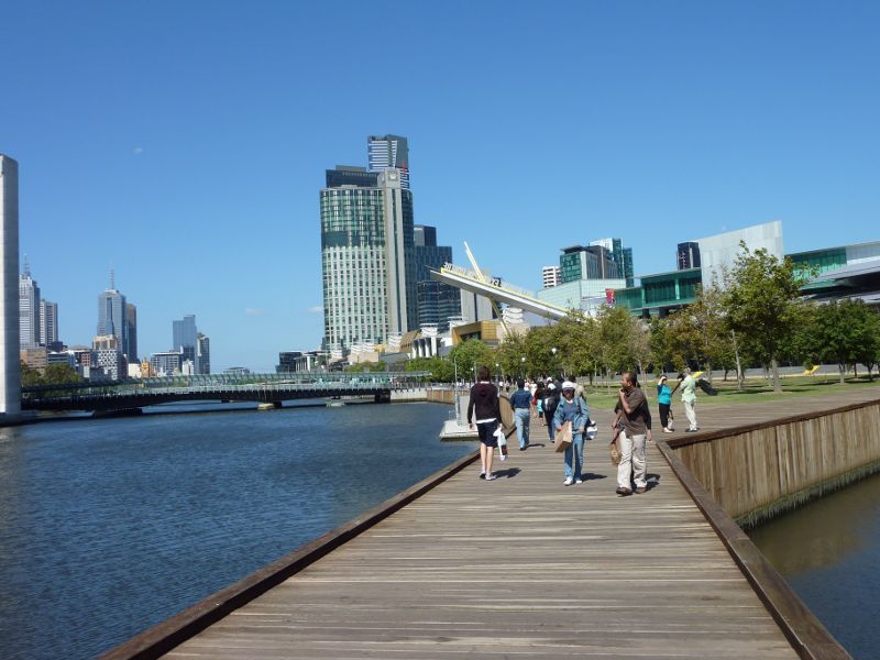 Southbank - South Wharf: View east along Yarra River at Orrs Dock