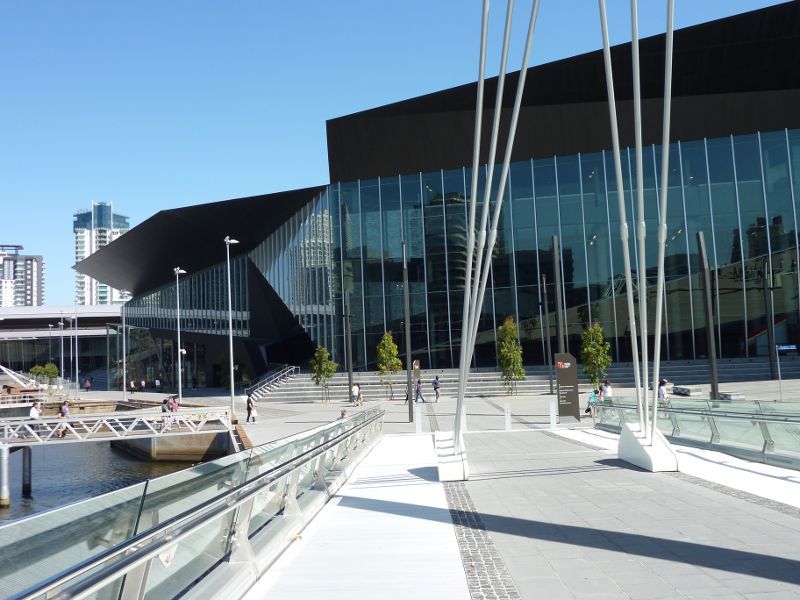 Southbank - South Wharf: View from Seafarers Bridge towards Melbourne Convention & Exhibition Centre