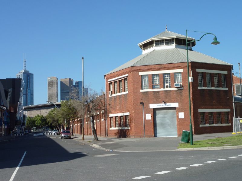 Southbank - Southbank Boulevard, Sturt Street and Grant Street: Victoria Police Stables, corner Grant St and Dodds St