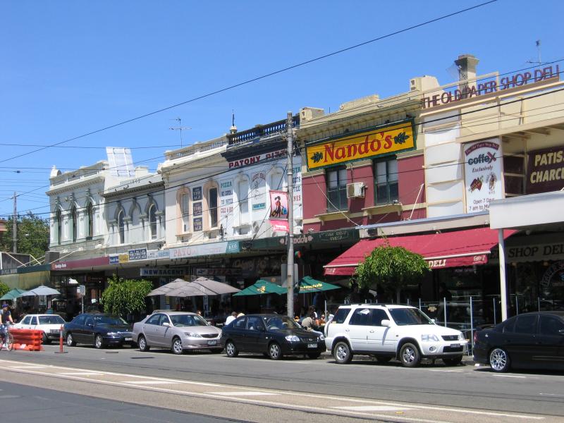 South Melbourne - Clarendon Street area and commercial centre: View south along Clarendon St between Coventry St and Dorcas St