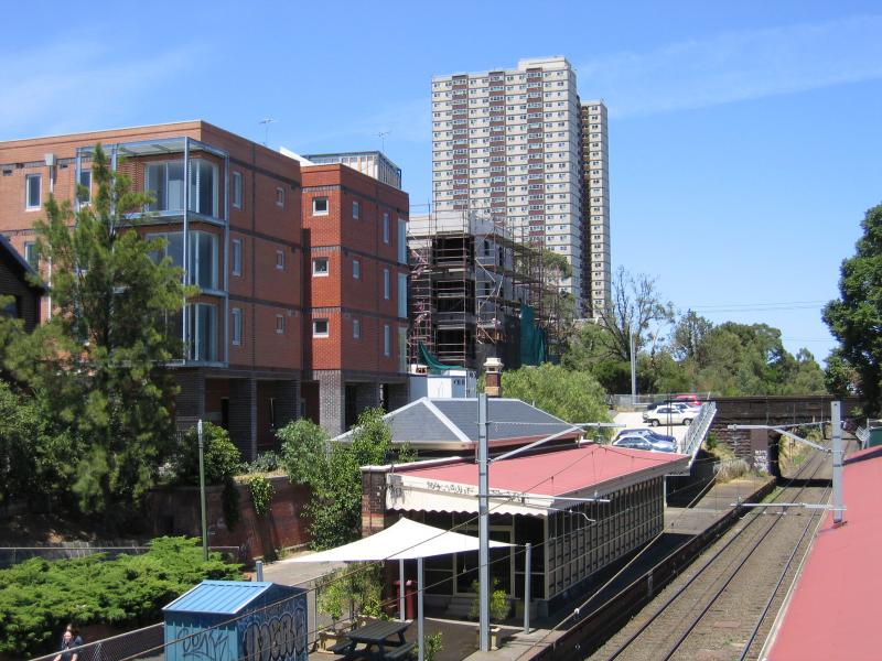 South Melbourne - South Melbourne tram station: View south along tram line