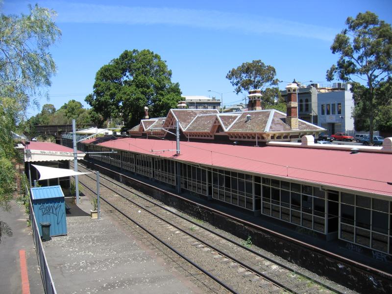 South Melbourne - South Melbourne tram station: View south along tram line