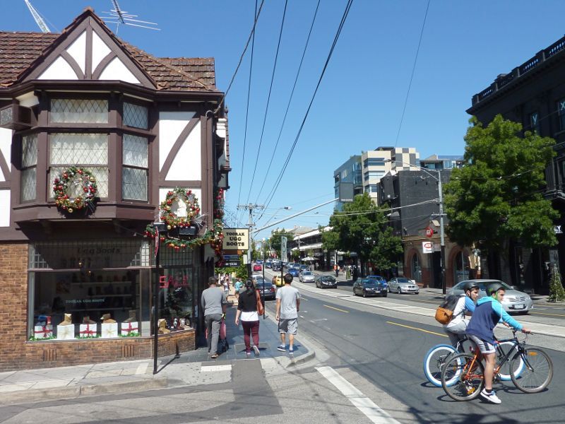 South Yarra - Shops along Toorak Road: View east along Toorak Rd at Yarra St
