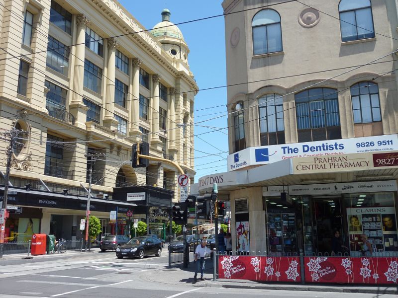 South Yarra - Commercial Road and Malvern Road: View west along Commercial Rd at Chapel St towards Pran Central