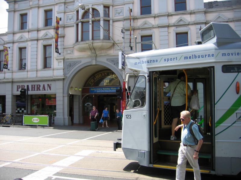 South Yarra - Prahran Market, Commercial Road: Tram in front of main entrance to Prahran Market