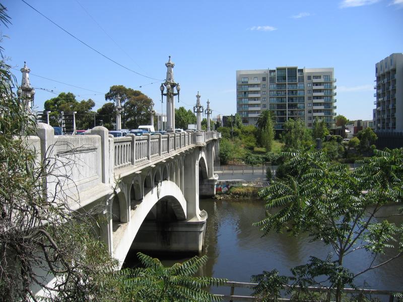 South Yarra - Yarra River around Church Street Bridge at Chapel Street - View north along Church Street Bridge from Alexandra Av