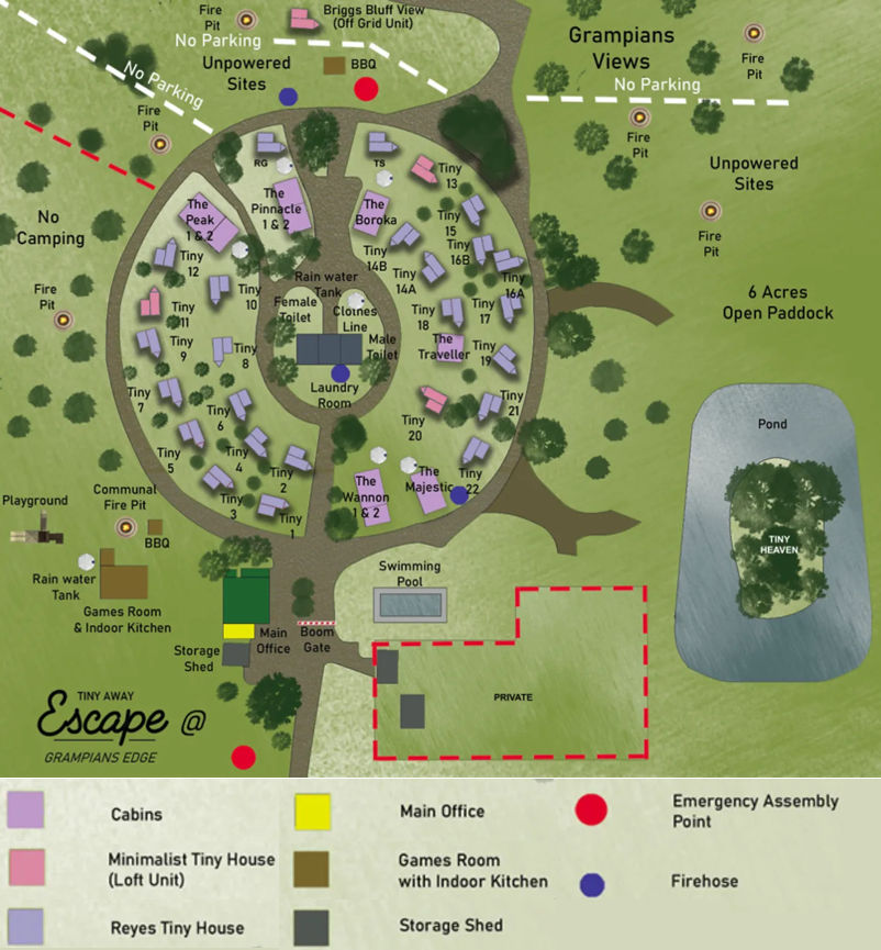Tiny Away Escape @ Grampians Edge - Park map