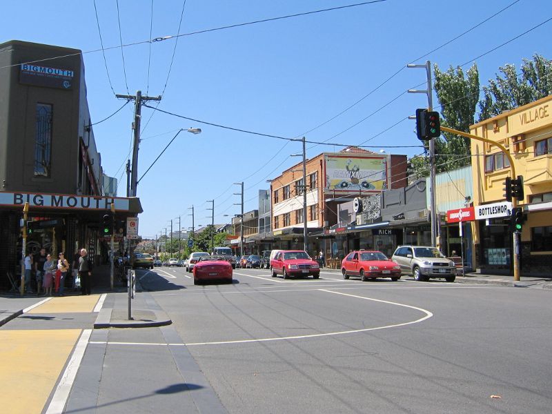 St Kilda - Barkly Street shops: View north along Barkly St at Acland St