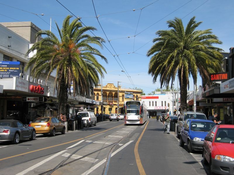St Kilda - Acland Street shops: View south-east along Acland St towards Barkly St