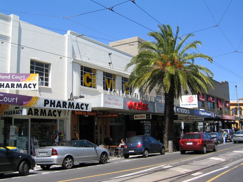 St Kilda - Acland Street shops: Entrance to Acland Court Shopping Centre, Acland St near Barkly St