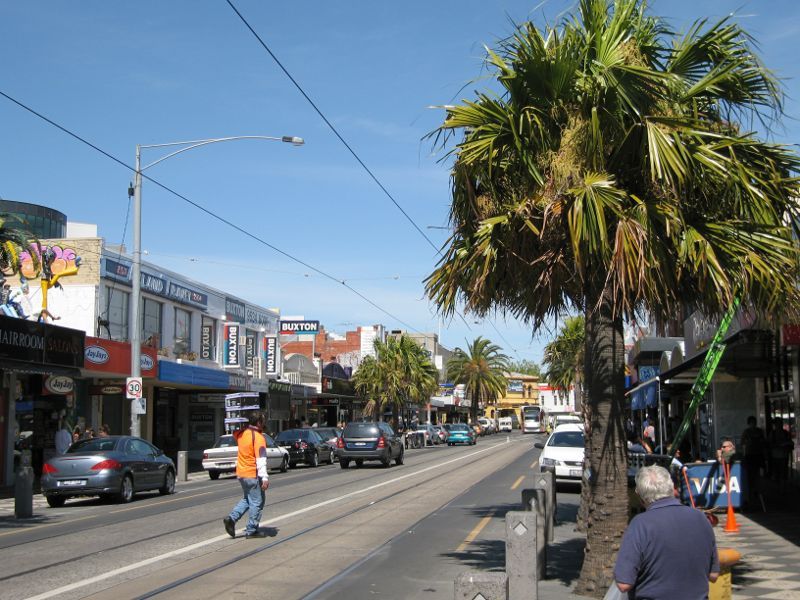 St Kilda - Acland Street shops - View south-east along Acland St south of Belford St