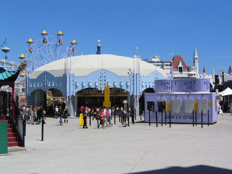 St Kilda - Luna Park, The Esplanade: Ticket office and Carousel ride
