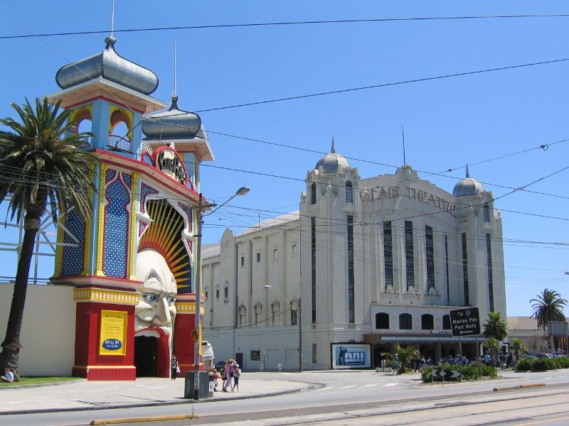 St Kilda - The Esplanade: Luna Park and Palais Theatre, corner The Esplanade and Cavell St