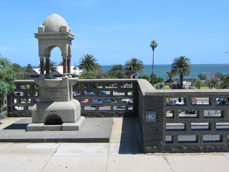 St Kilda - The Esplanade: Jesse Fairchild memorial fountain, The Esplanade opposite Robe St