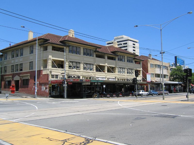 St Kilda - Fitzroy Street shops: Corner of Fitzroy St and Acland st