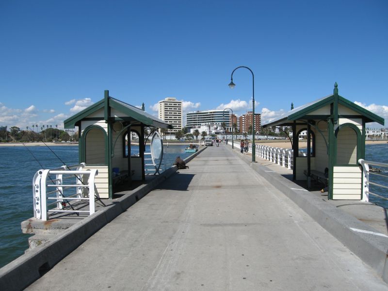 St Kilda - St Kilda Pier and St Kilda Harbour: View along pier towards shelters