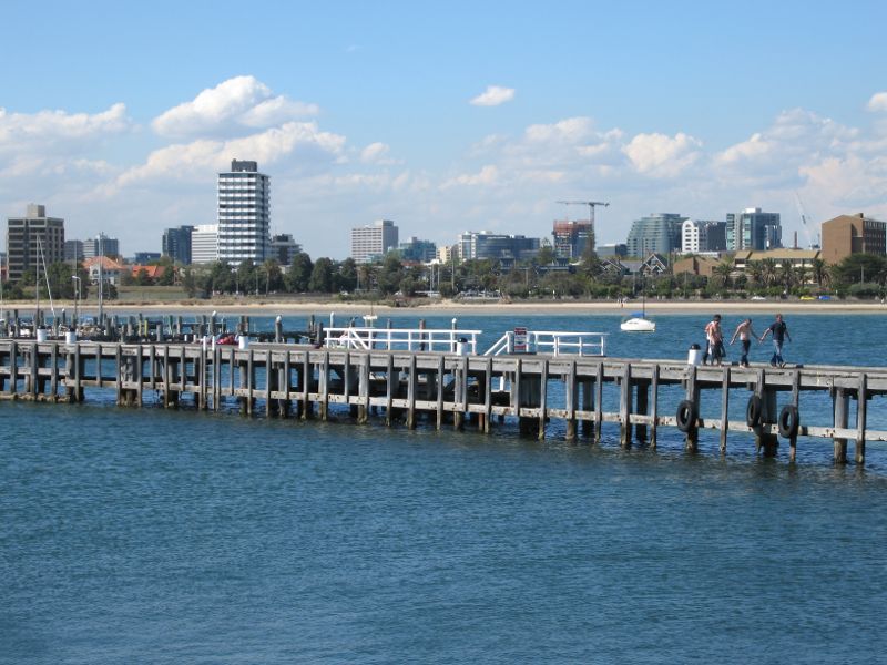 St Kilda - St Kilda Pier and St Kilda Harbour: North-easterly view from breakwater towards pier and West Beach