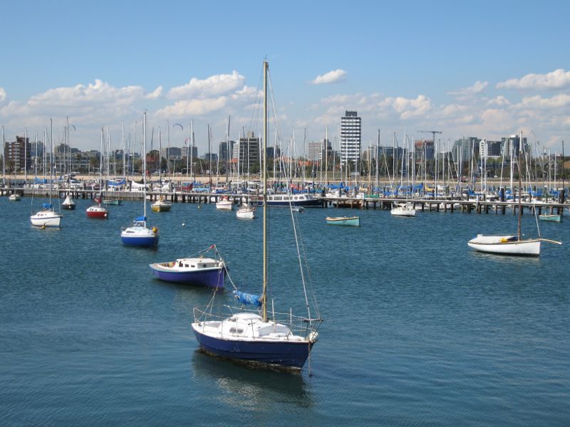 St Kilda - St Kilda Pier and St Kilda Harbour: View through harbour from breakwater