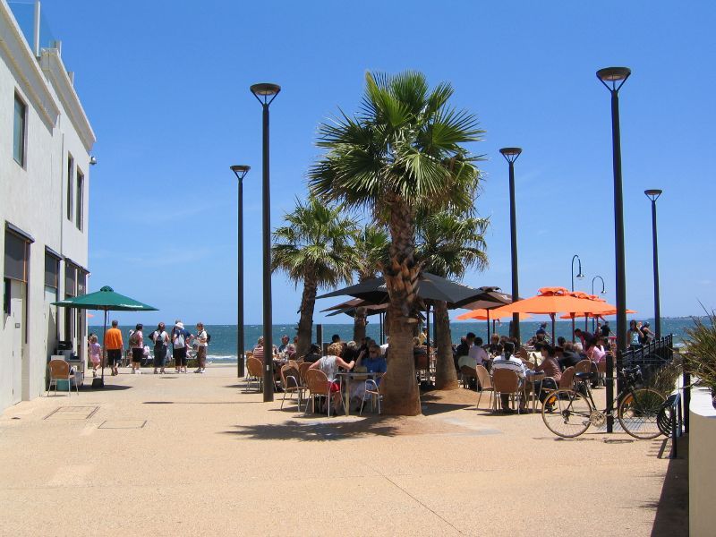 St Kilda - St Kilda Sea Baths: Outdoor eating area along northern side of sea baths