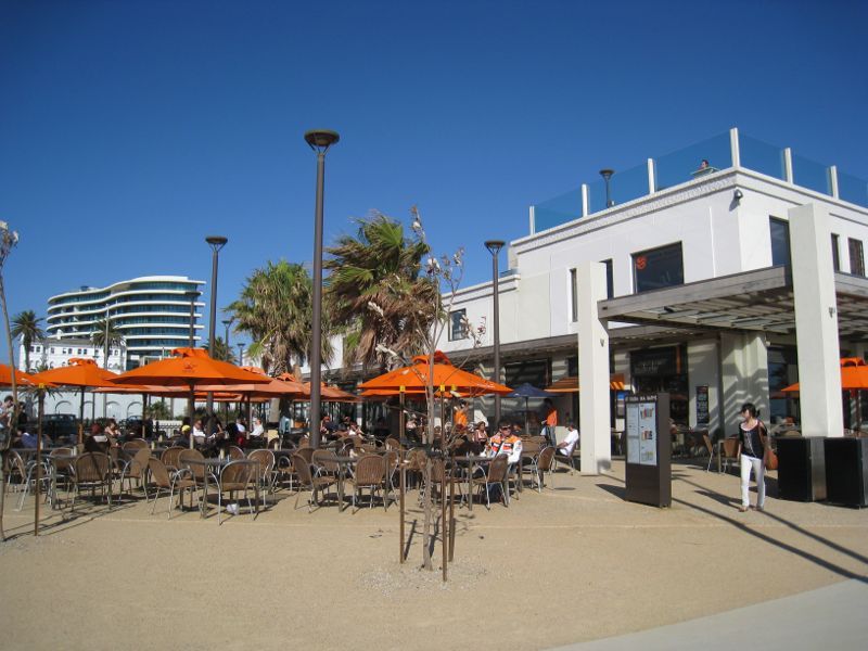 St Kilda - St Kilda Sea Baths: Outdoor eating areas along northern side of sea baths