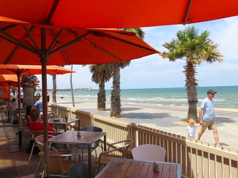 St Kilda - St Kilda Sea Baths: Beach and foreshore viewed from Beachcomber Cafe