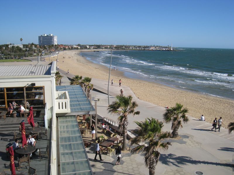 St Kilda - St Kilda Sea Baths: South-easterly view along beach from observation deck