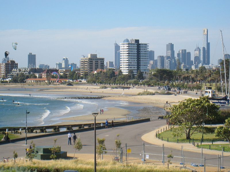 St Kilda - St Kilda Sea Baths: Northerly view towards West Beach from observation deck
