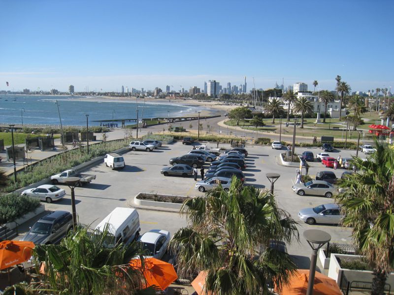 St Kilda - St Kilda Sea Baths: Northerly view over car park from observation deck