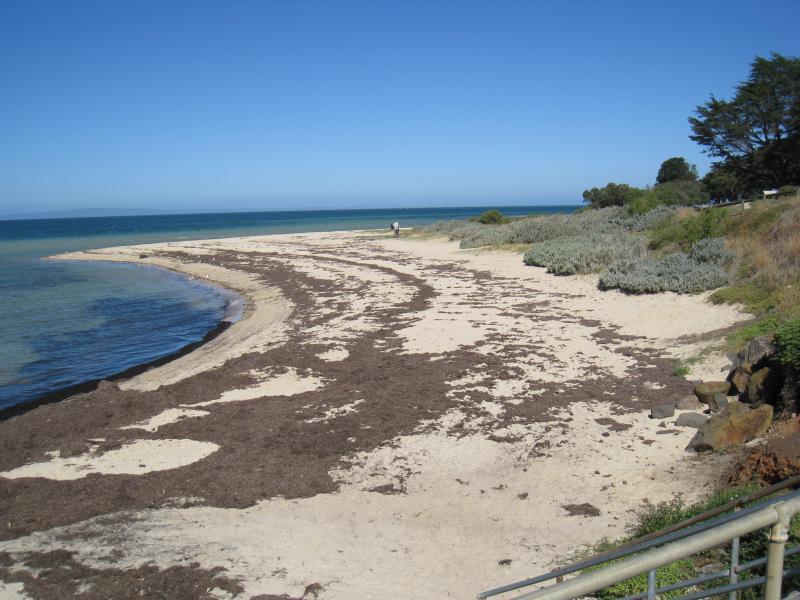 St Leonards - St Leonards Pier, eastern end of Murradoc Road: View south along beach at entrance to pier
