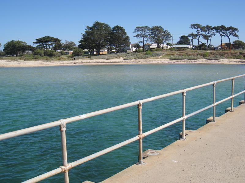 St Leonards - St Leonards Pier, eastern end of Murradoc Road: View along pier towards coast on southern side of pier