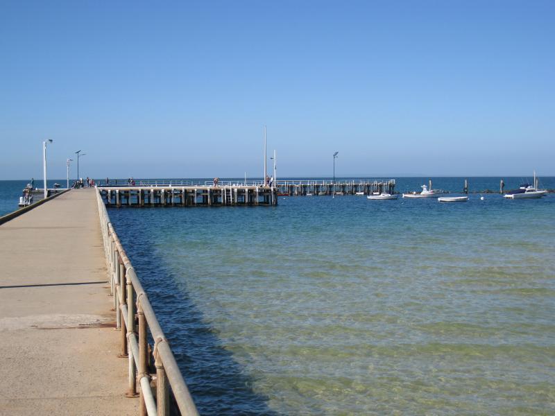St Leonards - St Leonards Pier, eastern end of Murradoc Road: View along pier out to sea