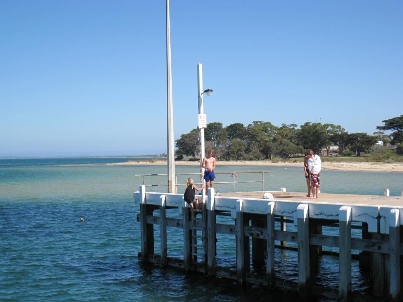 St Leonards - St Leonards Pier, eastern end of Murradoc Road: View across arm of pier towards beach south of pier