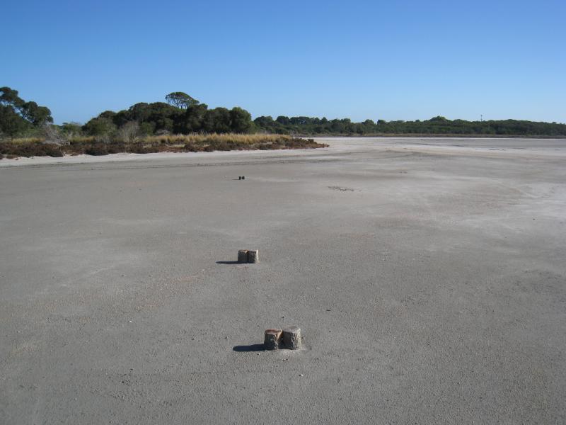 St Leonards - Salt Lagoon, The Esplanade north of town centre: View along lagoon (dry)