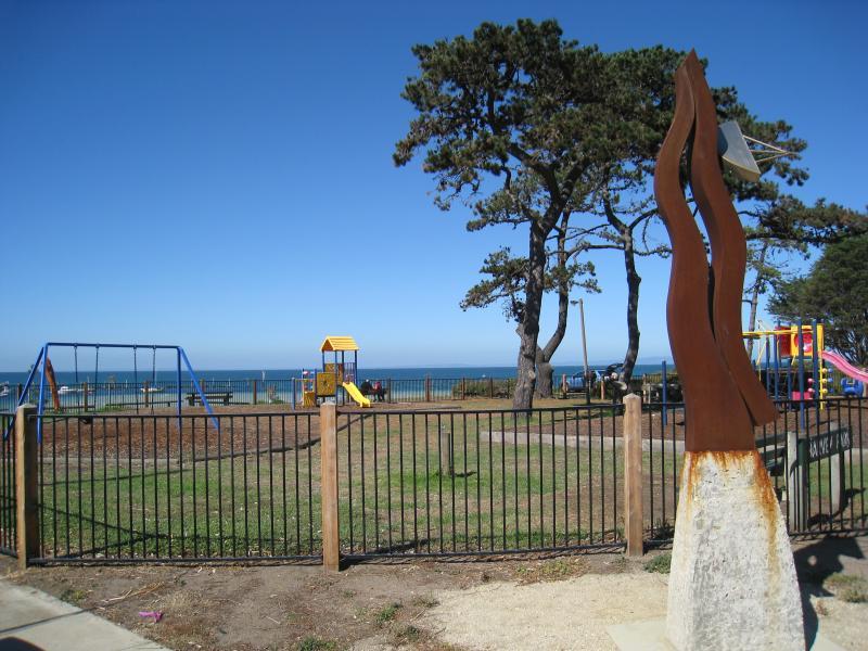 St Leonards - Harvey Park and foreshore reserve between Murradoc Road and Dudley Parade: View of playground at Harvey Park from corner of Murradoc Rd and Bluff Rd