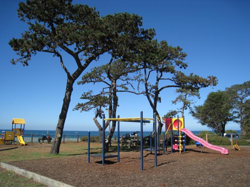 St Leonards - Harvey Park and foreshore reserve between Murradoc Road and Dudley Parade: Playground at Harvey Park fronting the sea